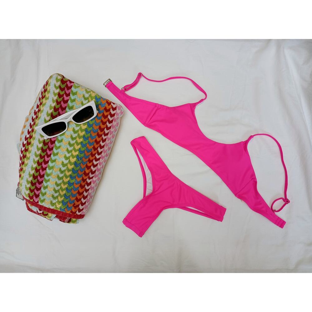 Women's Hot Pink Cutout Bikini Swimsuit - Sz S - EUC